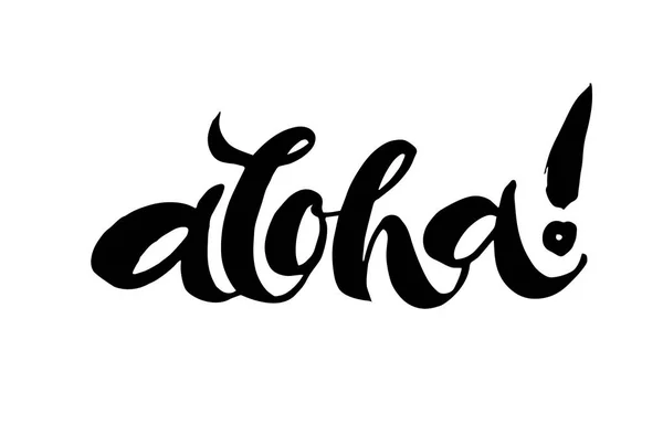 Letras de Aloha. Cepillo de caligrafía dibujado a mano texto en brillante — Vector de stock