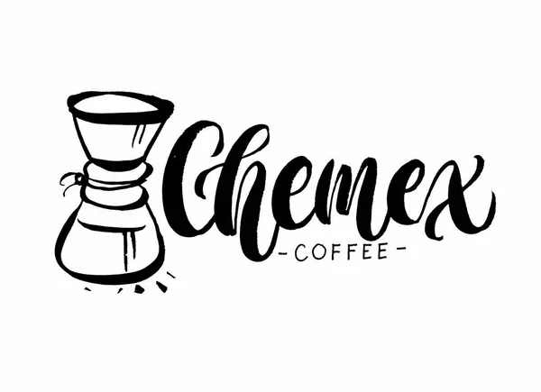Chemex coffee strony napis, niestandardowe narysowane litery. Pędzla pióra ca — Wektor stockowy