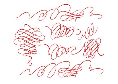 Kaligrafi flourishes asimetrik öğeleri tasarım kümesi 