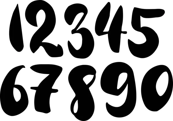 Borstel belettering van getallen. Moderne kalligrafie, handgeschreven brieven — Stockvector