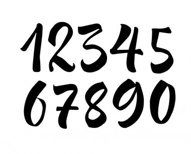 Numaraları harflerle fırça. Modern hat, el yazısı harfleri
