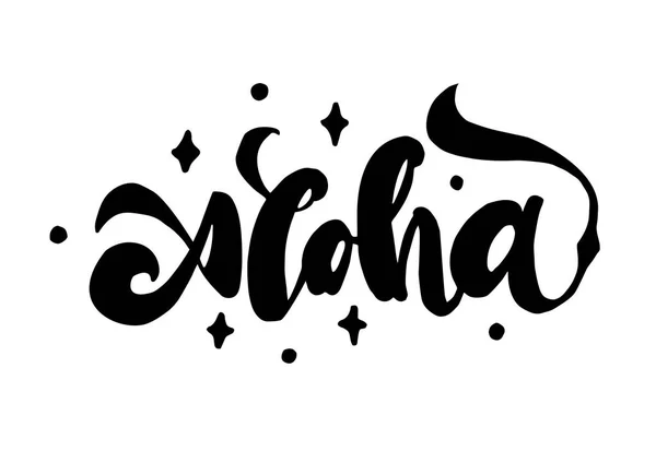 Aloha hand lettering, custom drawn letters, Hawaiian language gr — Stock Vector