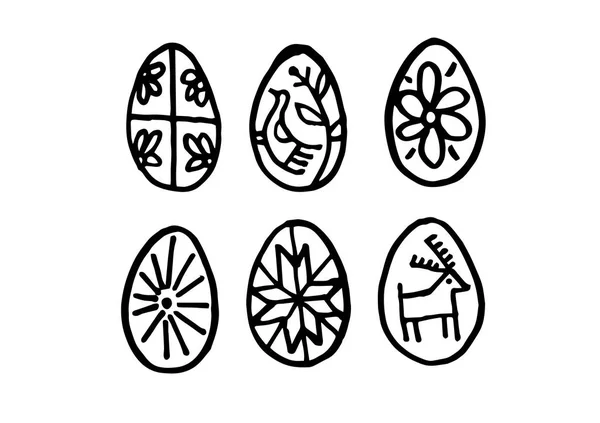 Conjunto de ovos de Páscoa. Ilustração manuscrita isolada do vetor. Gráfico —  Vetores de Stock