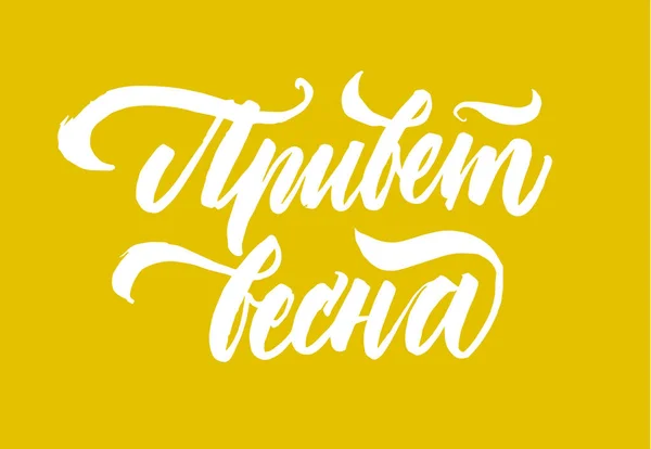 Bienvenidos, hola primavera en ruso. Inscripción vectorial aislada. Hno. — Archivo Imágenes Vectoriales