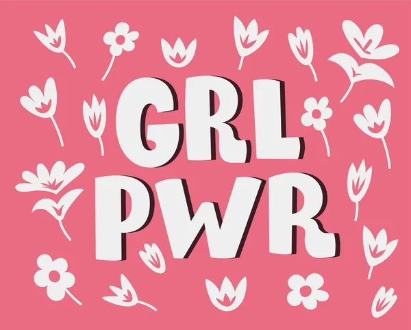 GRL Pwr Girl power - ručně kreslenou písma fráze o feminismu. — Stockový vektor