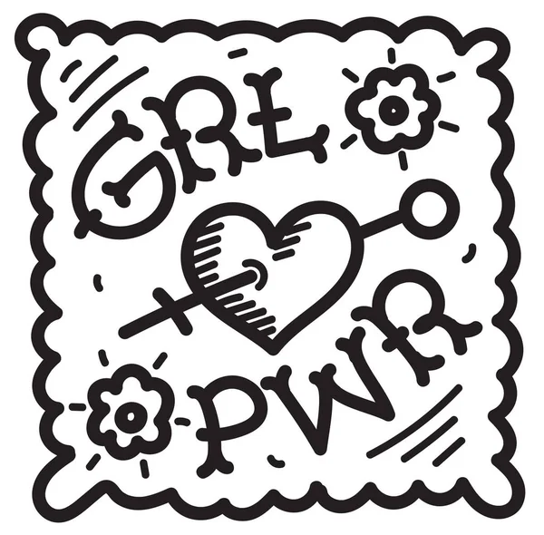 GRL Pwr Girl power - ručně kreslenou písmem slova feminismus. Calli — Stockový vektor
