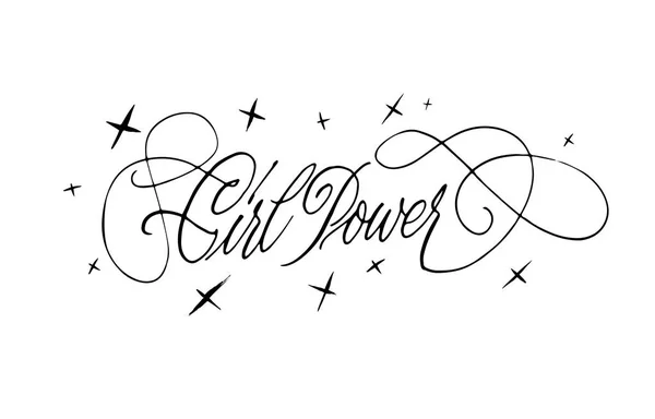 Girl Power lettering. Hand drawn pointed dip pen calligraphy. Mo — Stock Vector