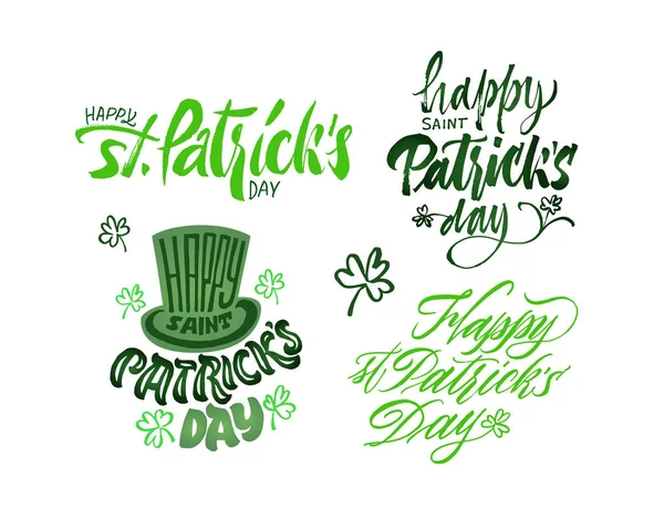 Set de lettrage Saint-Patrick. Stylo brosse calligraphie dessinée à la main — Image vectorielle