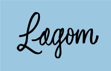 Lagom yazı. El çizilen hat yazıt. Fırça kalem m