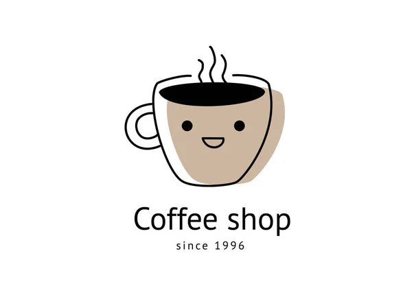 Logotyp kawy. Ręcznie rysowane wektor ilustracja kubek. Nowoczesne tren — Wektor stockowy