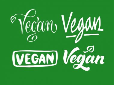 Vegan yazı kümesi. Elle çizilmiş hat yazıtlar. BRU