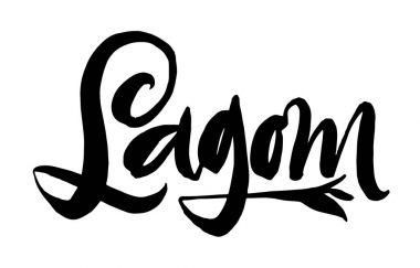 Lagom yazı. El çizilen hat yazıt. Fırça kalem m