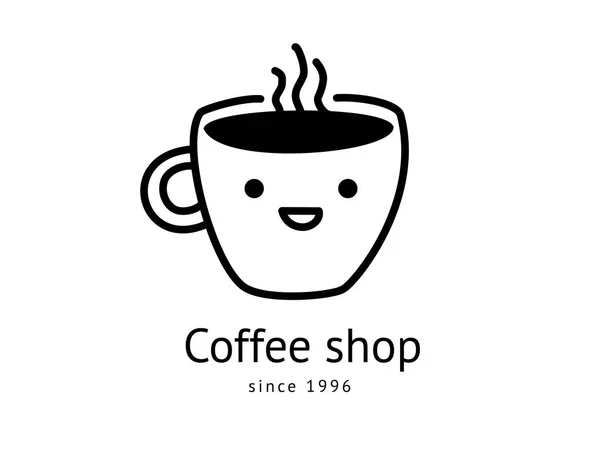 Coffee logotype. Hand drawn vector cup illustration. Modern tren — Stock Vector