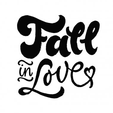 Yazı aşık. Çizilmiş Kaligrafi fırçası kalem ver. Siyah 