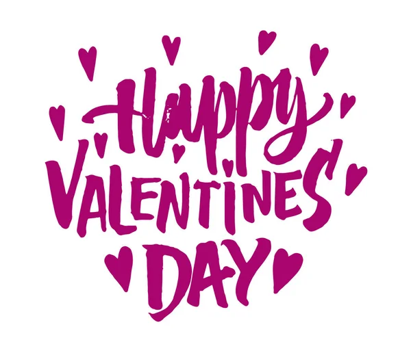 Happy Valentine's day lettering. Hearts illustration. — Stock Vector