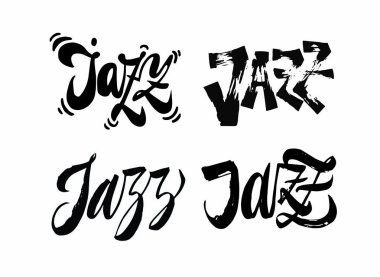 Word yazı Jazz ayarlayın. Etkileyici fırça kalem yazı. Perf