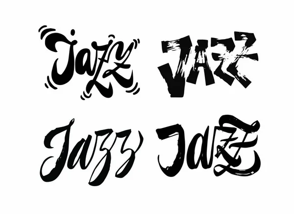 Set of Jazz lettering word. Expressive brush pen lettering. Perf — Stock Vector