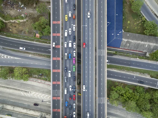 Troca de tráfego da estrada bonita, vista de olho de pássaro em bangkok — Fotografia de Stock