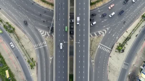 Time Lapse Aerial View Circus Road Traffic Cars Bangkok Thailand — Stok video