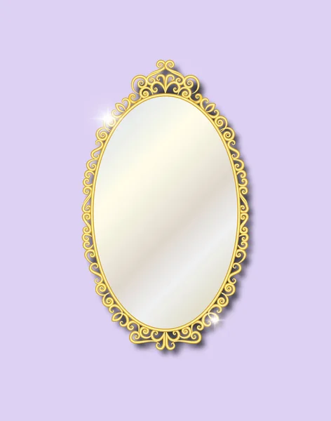 Guld vintage utsmyckade spegel. — Stock vektor