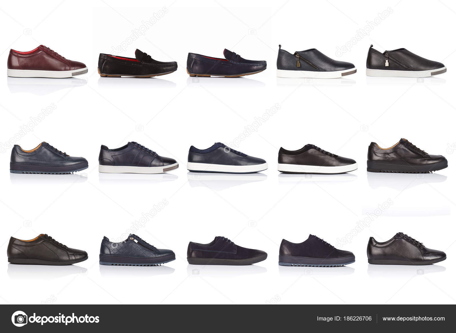 Männliche Schuhe Kollektion auf einem weißen Hintergrund mit Männliche Sportschuhe Stockfoto und mehr Bilder von