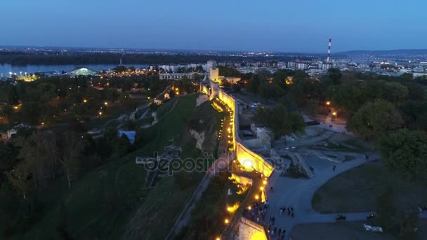 Fortress Aerial View Dusk — Stock Video