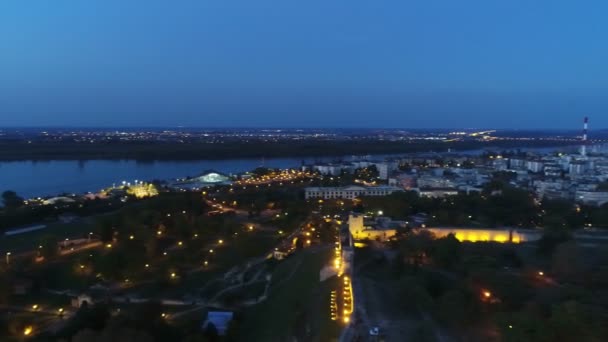 Πόλη Πανόραμα 360 Νύχτα Εναέρια — Αρχείο Βίντεο