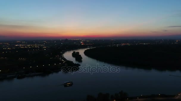 City Panorama 360 Nacht Luchtfoto — Stockvideo