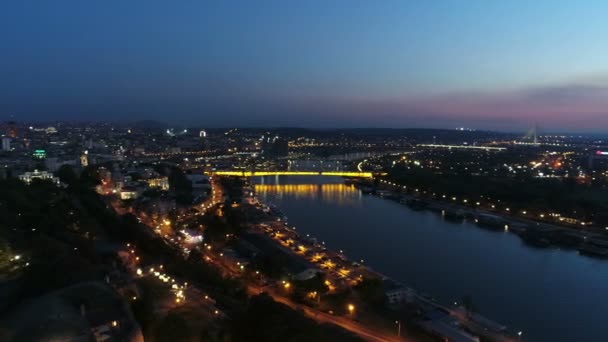 Panorama Cidade 360 Noite Aérea — Vídeo de Stock