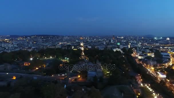 City Panorama 360 Night Aerial — Stock Video