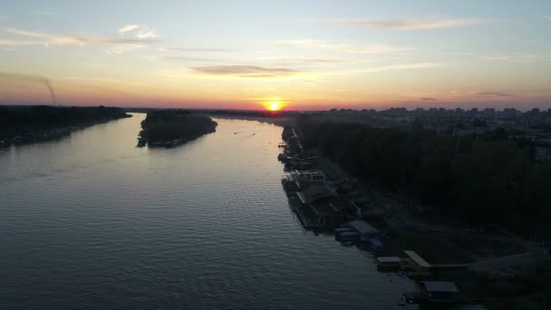 Sunset Nehri Havadan Görünümü — Stok video