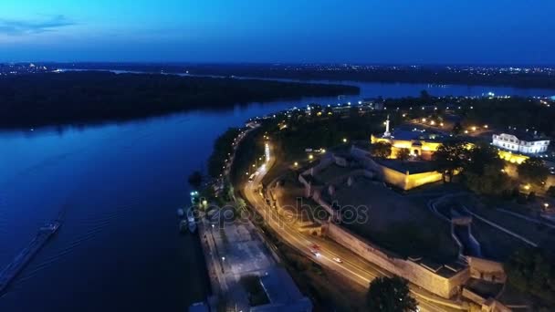 Uitzicht Rivier Sava Aan Samenvloeiing Nacht — Stockvideo