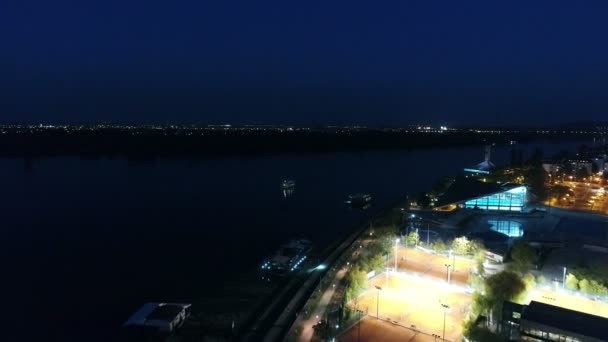 Vista Aérea Das Instalações Margem Rio — Vídeo de Stock
