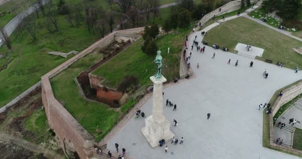 Vista Aérea Del Monumento Viktor Belgrado — Vídeo de stock