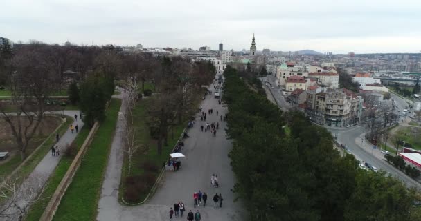 Belgrad Kalemegdan Parkının Havadan Görünümü — Stok video