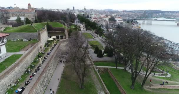 Aerial View Kalemegdan Park Belgrade — Stock Video