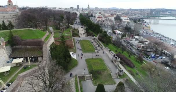 Vista Aérea Del Parque Kalemegdan Belgrado — Vídeo de stock