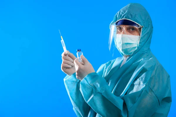 Médico Laboratório Segurando Tubo Com Vacina Ncov Coronavirus Para Vírus — Fotografia de Stock