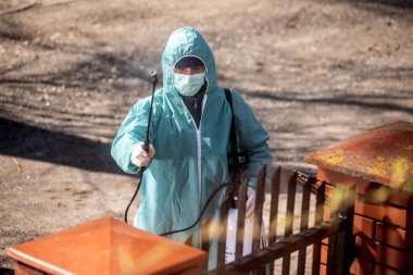Coronavirus önleme, koronavirüs yaymayı durdurmak için hijyen. Coronavirus Karantinası. 2019 Coronavirus hastalığına karşı bir önlem olarak dezenfekte ve arındırma,