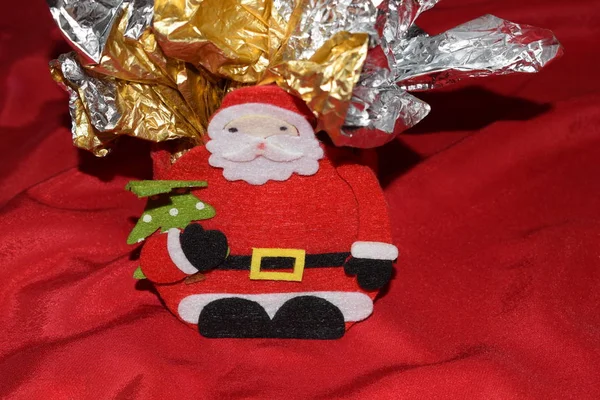 Santa Claus Árbol Navidad Con Regalos — Foto de Stock