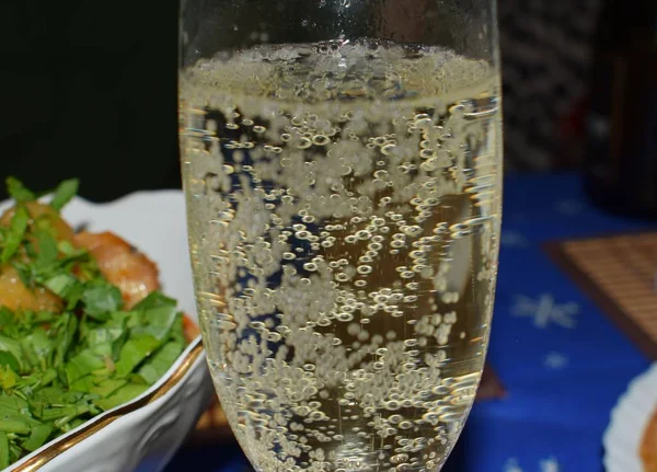 Бокал Шампанского Деревянном Столе — стоковое фото