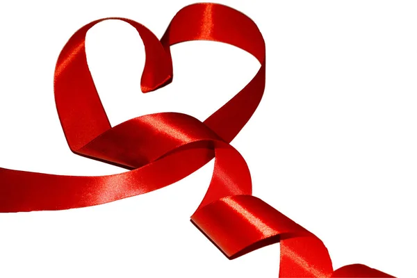 Heart Satin Ribbon Valentine — Stock Photo, Image