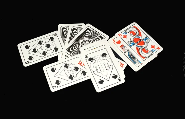Παίζοντας Χαρτιά Μαύρο Φόντο — Φωτογραφία Αρχείου