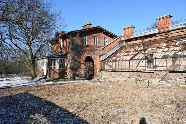 Oude Rode Bakstenen Gebouw Het Platteland — Stockfoto