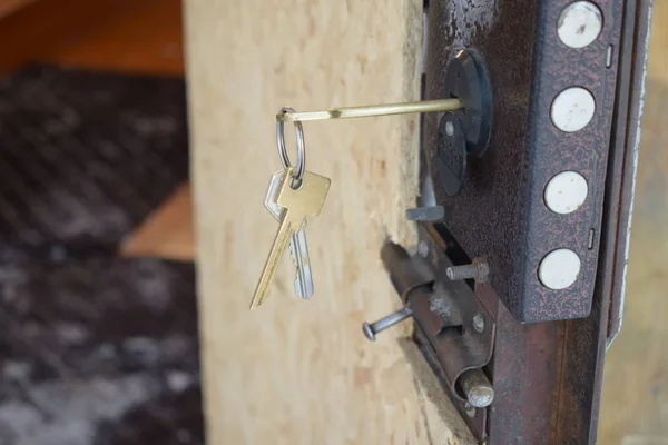 Vieja Cerradura Llave Puerta — Foto de Stock