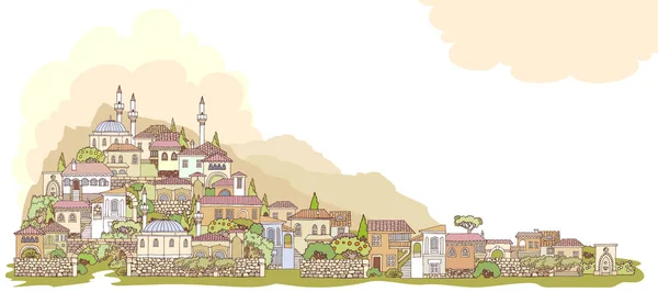 Orta Doğu cephe geleneksel. Elle çizilmiş yarım yamalak eski oryantal