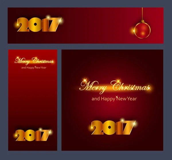 God jul och gott nytt 2017 år firandet samling — Stock vektor
