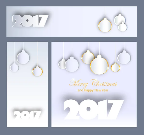 Merry Christmas and Happy New 2017 Year celebrations collection — Stock Vector