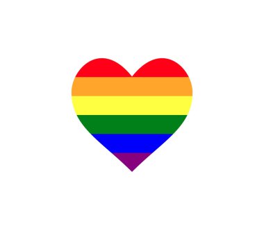 Kalp, Igbt, gökkuşağı ikonu. Vektör illüstrasyonu, düz tasarım.