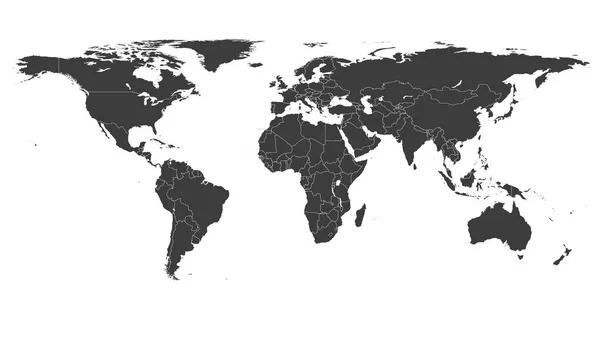 Παγκόσμια διανυσματική απεικόνιση χάρτη σε λευκό φόντο. — Διανυσματικό Αρχείο